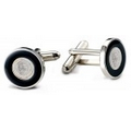 Silver w/Black Enamel Cuff Links